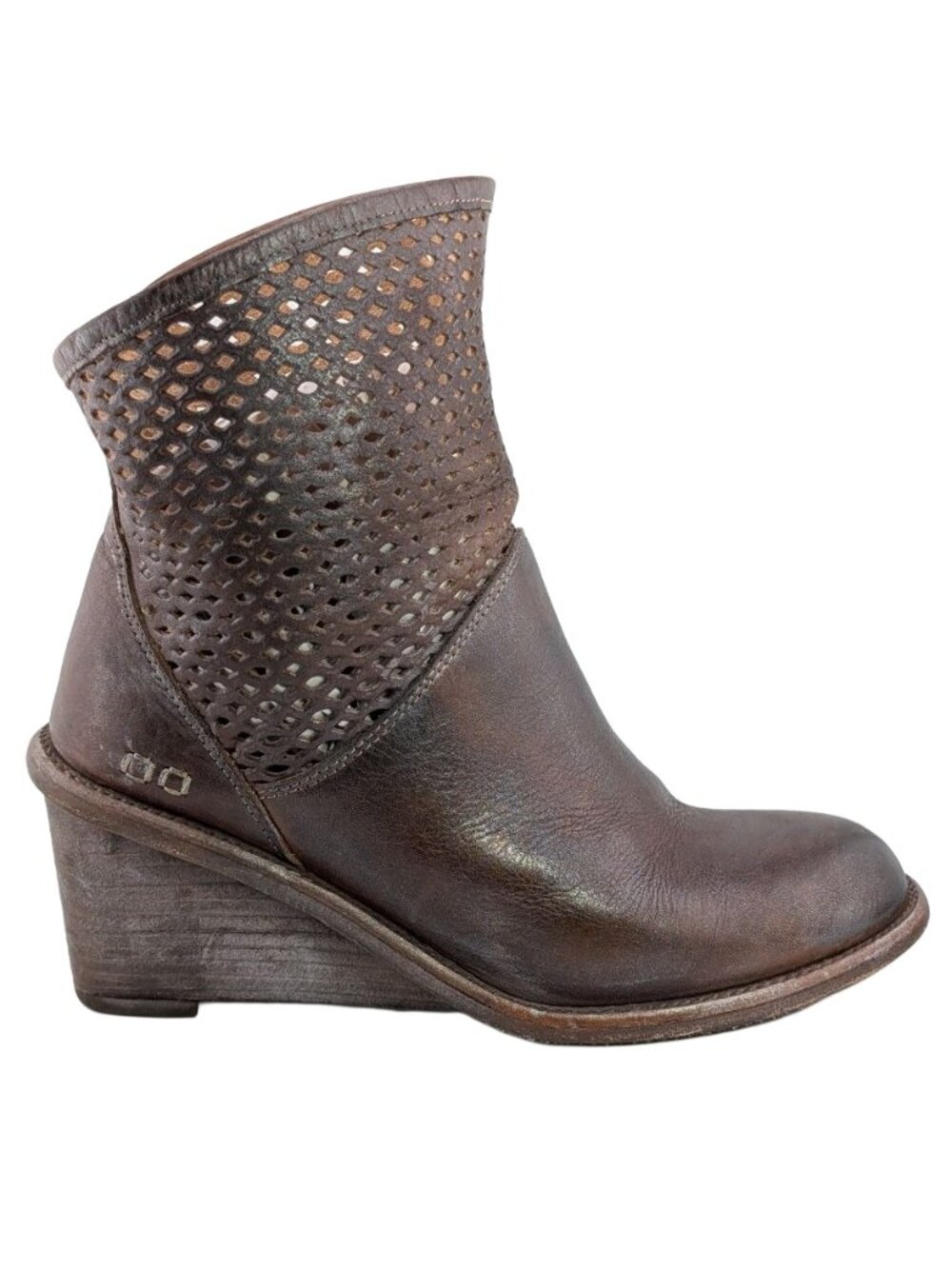 Bed Stü Dutchess Cobbler Perforated Wedge Booties Teak Rustic US Size 9.5